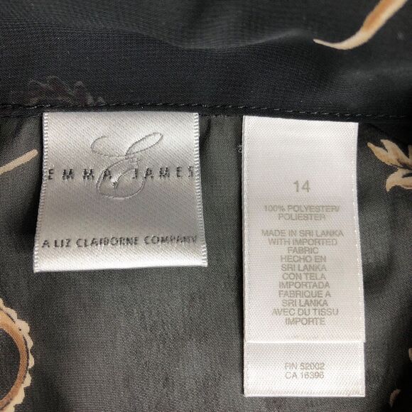 Vintage Emma James Top 14 Black Paisley Floral Sheer Button Y2K Boho Whimsigoth - Picture 4 of 11